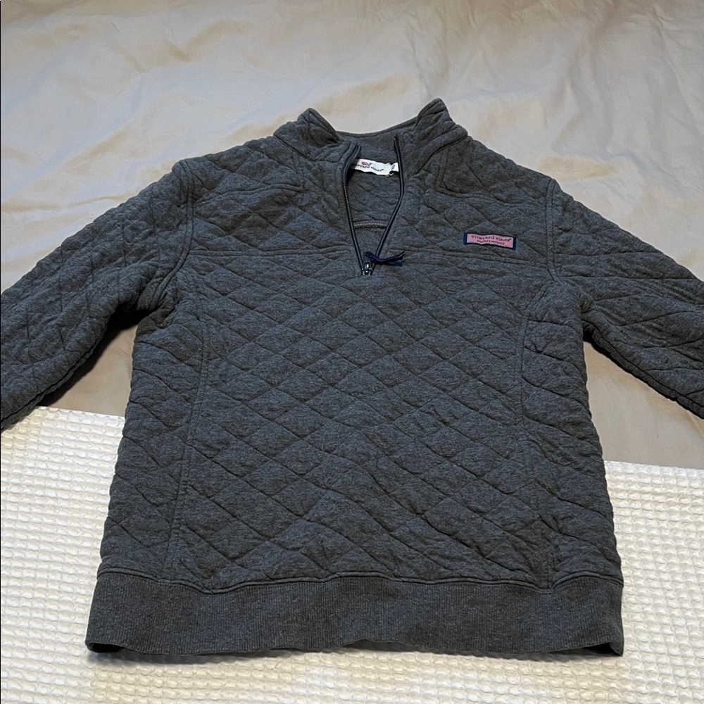 Vineyard Vines Charcoal Quilted Pullover